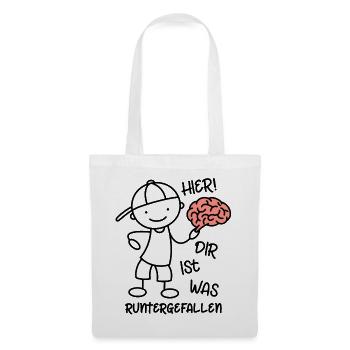 Hier! Dir ist was runtergefallen! Strichmännchen - Stoffbeutel - Weiß - Vorne