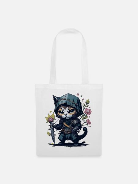 Die Ninja-Katze – einzigartig und furchtlos - Stoffbeutel - Weiß