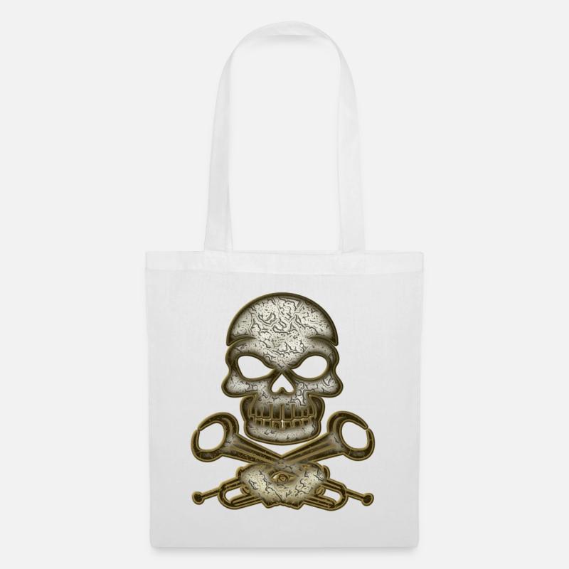 Schädel Totenkopf - Stoffbeutel - Weiß