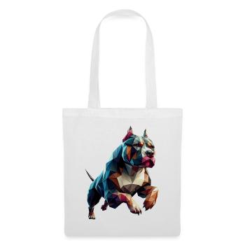 chien pitbull qui court origami géométrique 3d - Sac en tissu - blanc - Devant
