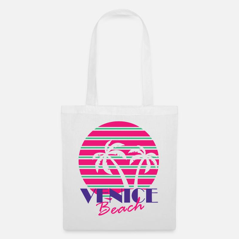 Venice Beach mit Palmen - Stoffbeutel - Weiß