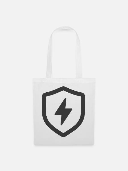 Elektrisches Energieschild Icon Logo - Stoffbeutel - Weiß