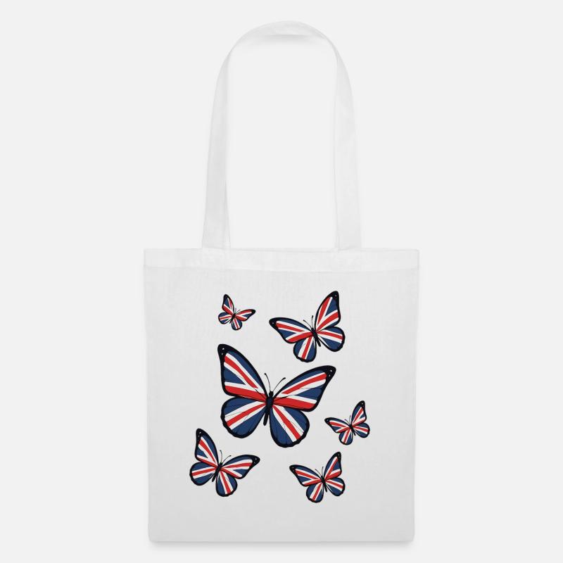 Union Jack Schmetterlinge - Stoffbeutel - Weiß