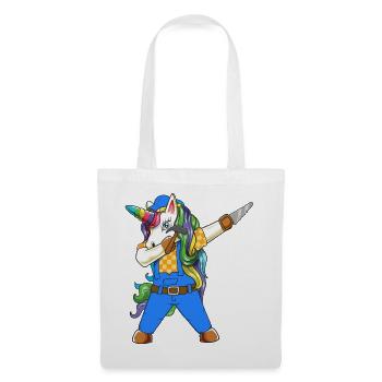 Tamponnage de licorne charpentier bricoleur Travail du bois - Sac en tissu - blanc - Devant