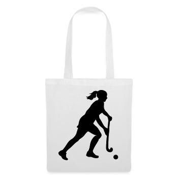 Feldhockey Spielerin Schwarz Symbol - Stoffbeutel - Weiß - Vorne