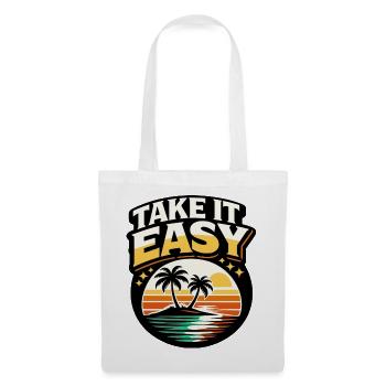 Take It Easy Retro Sunset Palmen Vintage Motiv - Stoffbeutel - Weiß - Vorne