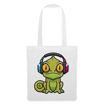 Baby Chameleon Headphones Cartoon Music - Tote Bag - white - Front