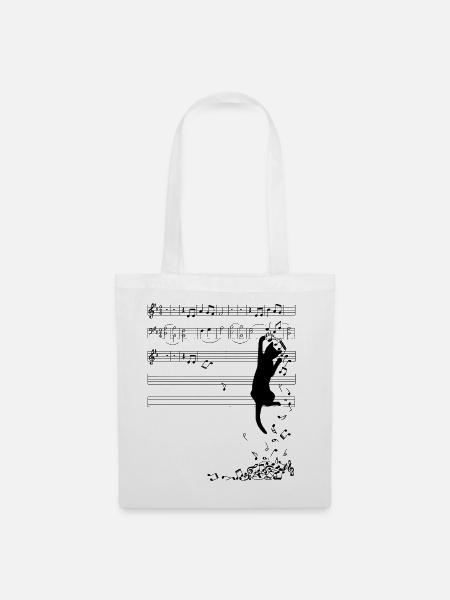 Musikalische Katzenkunst - Stoffbeutel - Weiß