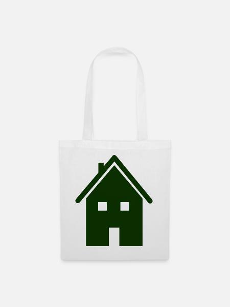 Grünes Haus-Icon Muster - Stoffbeutel - Weiß