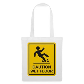 Vorsicht Nassboden-Sicherheitswarnschild Gelbes Symbol - Stoffbeutel - Weiß - Vorne
