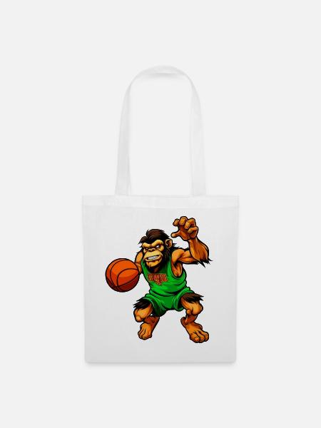 Schimpansen Basketballerin / Basketball Affe - Stoffbeutel - Weiß