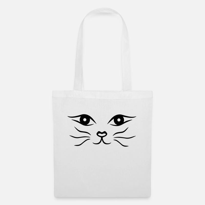 Katzengesicht/Katze - Stoffbeutel - Weiß