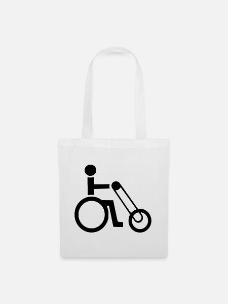 Rolstoel gebruiker met handbike symbool * - Stoffen tas - wit