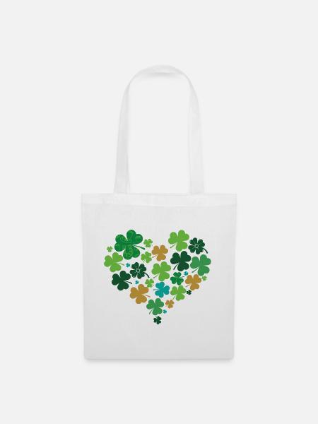 Kleeblatt Herz St. Patrick's Day - Stoffbeutel - Weiß