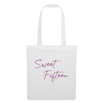 Sweet Fifteen Geschenkidee zum 15. Geburtstag - Stoffbeutel - Weiß - Vorne