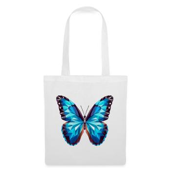 Papillon bleu - Inspiré du papillon Morpho - Sac en tissu - blanc - Devant