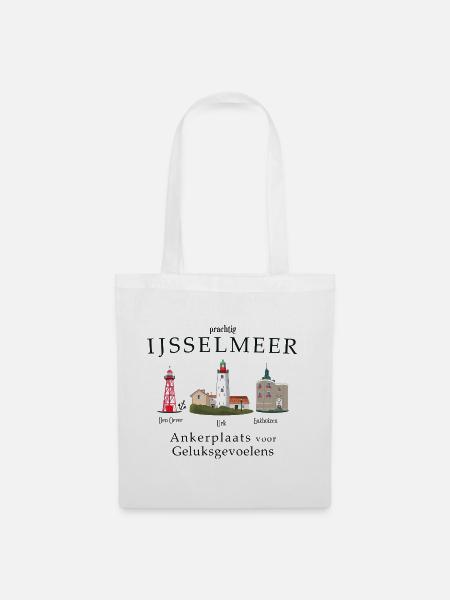 IJsselmeer Urk, Den Oever, Enkhuizen Handzeichnung - Stoffbeutel - Weiß