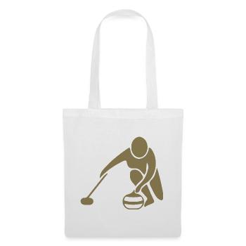 Minimalistisches Curling Silhouette Sport - Stoffbeutel - Weiß - Vorne