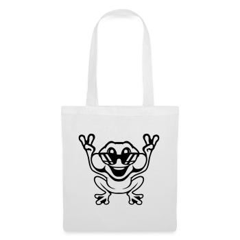 Grenouille Crapaud Cool Lunettes de soleil Victoire Paix Mains - Sac en tissu - blanc - Devant