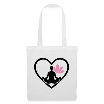 Damen Yoga Herz Silhouette Lotus Wellness - Stoffbeutel - Weiß - Vorne