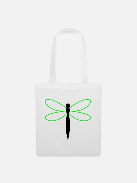 Libelle Silhouette - Stoffbeutel - Weiß