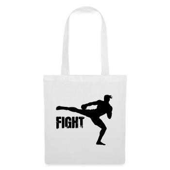 Kickboxer Silhouette mit Text Fight - Stoffbeutel - Weiß - Vorne
