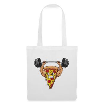 Pizza Salami Fitness Entraînement avec haltères Strong - Sac en tissu - blanc - Devant