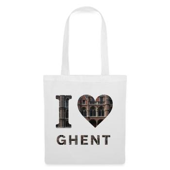 J’adore Gand – Design architectural gothique - Sac en tissu - blanc - Devant