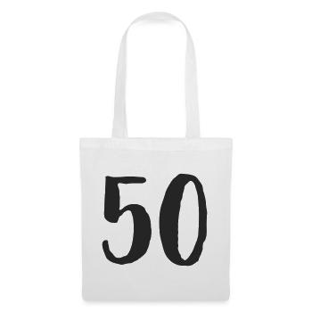 50e anniversaire Numéro Numéro Cadeau - Sac en tissu - blanc - Devant