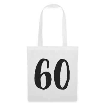 60e anniversaire Numéro Numéro Cadeau - Sac en tissu - blanc - Devant