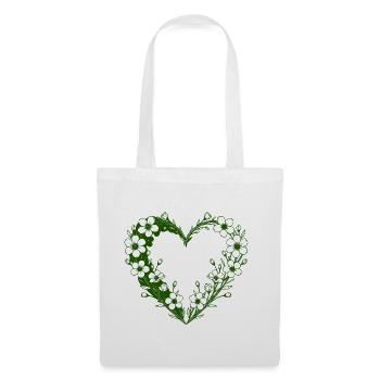 Grünes Blumenherz Florale Silhouette - Stoffbeutel - Weiß - Vorne