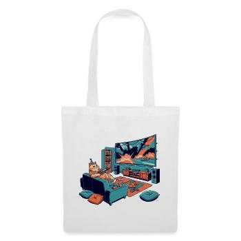 Cat cinema in the living room Cinema cat Chillout cat - Tote Bag - white - Front