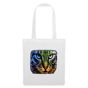 katzengesicht, bunte tier designs - Stoffbeutel - Weiß - Vorne