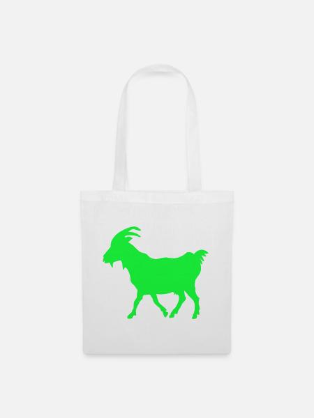 GOAT Ziege neon grün - Stoffbeutel - Weiß