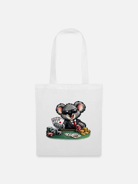 Süßer Koala spielt Poker - Stoffbeutel - Weiß