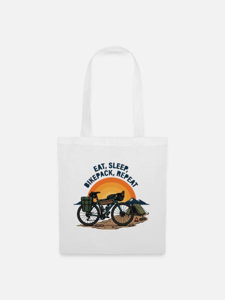 Essen Schlaf Fahrradpack Wiederholen Retro-Fahrradkunst - Stoffbeutel - Weiß