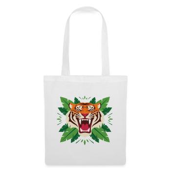 Tiger im Blattwerk Emblem - Stoffbeutel - Weiß - Vorne