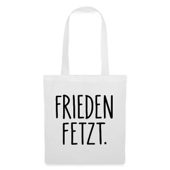 Frieden fetzt – Minimalistischer Friedensspruch - Stoffbeutel - Weiß - Vorne