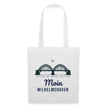 Moin Wilhelmshaven – Brücke Hafen Nordsee Motiv - Stoffbeutel - Weiß - Vorne