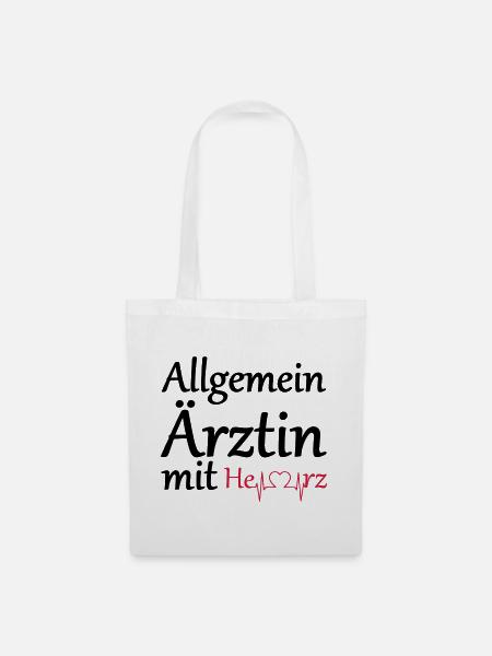 Allgemeinärztin mit Herz Geschenk - Stoffbeutel - Weiß