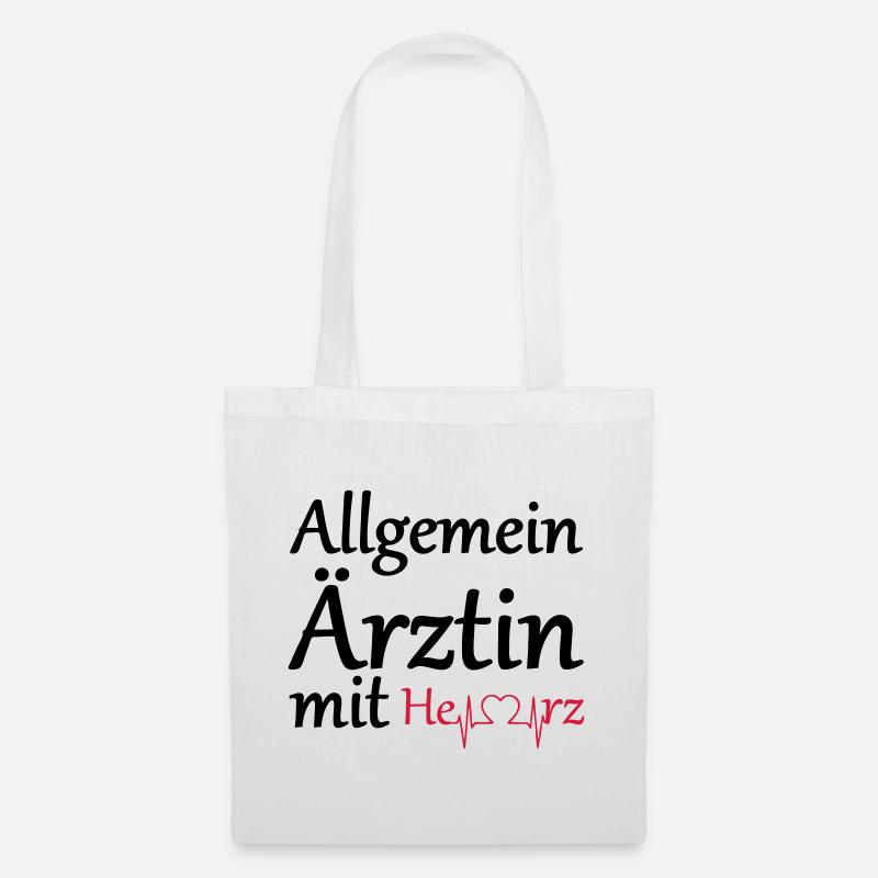 Allgemeinärztin mit Herz Geschenk - Stoffbeutel - Weiß