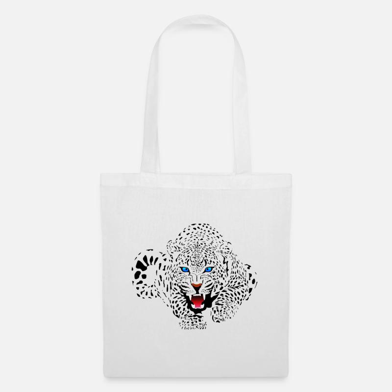 Jaguar aux yeux bleus sur le point d’attaquer - Sac en tissu - blanc
