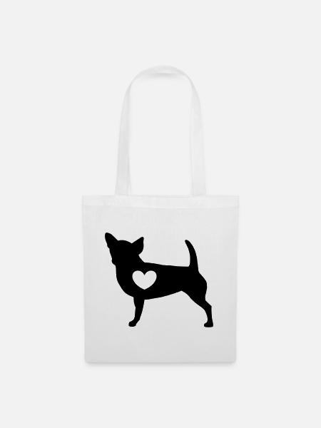 Chihuahua mit Herz - Stoffbeutel - Weiß