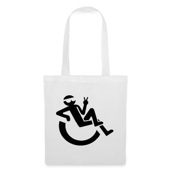Entspannt fröhlich Rollstuhlfahrer Symbol * - Stoffbeutel - Weiß - Vorne