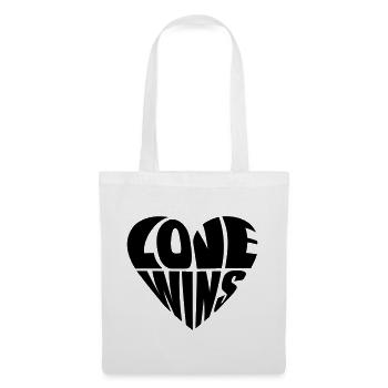 « Love Wins » en forme de cœur | Fierté LGBTQ - Sac en tissu - blanc - Devant