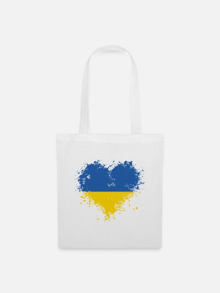Ukrainisches Herz - Stoffbeutel - Weiß