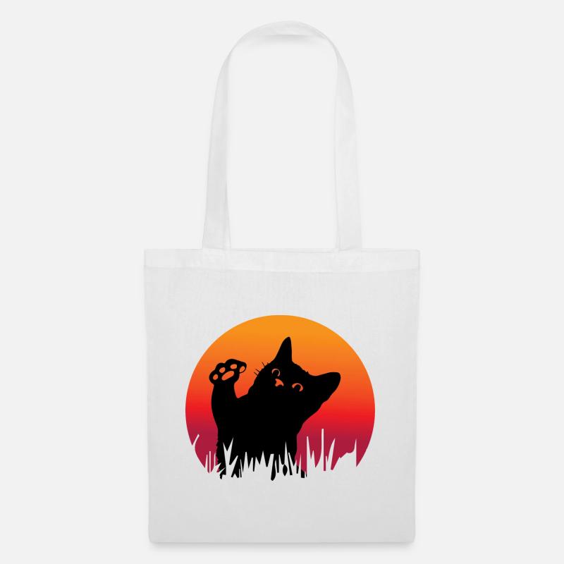 Cute cat - black cat - Tote Bag - white