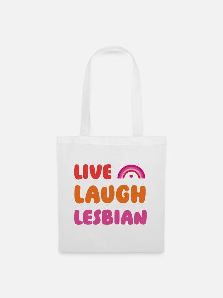 LGBTQ Pride Month - Leben, Lachen, Lesbisch - Stoffbeutel - Weiß
