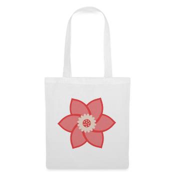 Rote Rosa & Cremeblume - Stoffbeutel - Weiß - Vorne