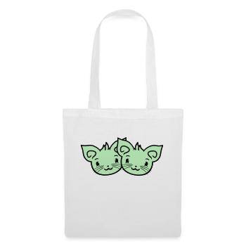 Deux chats heureux 2 amis Couple Équipe Couple - Sac en tissu - blanc - Devant